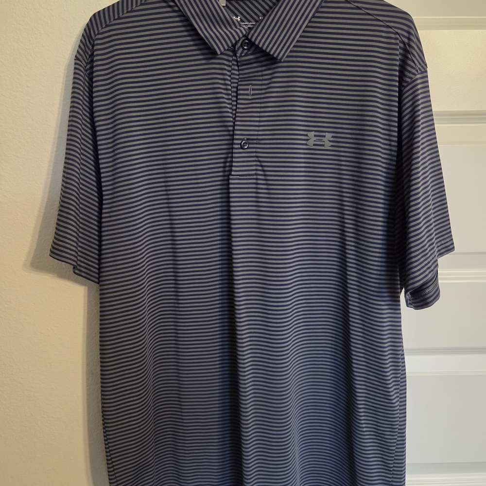 Under Armour Men's Polo Shirt - Navy Stripes